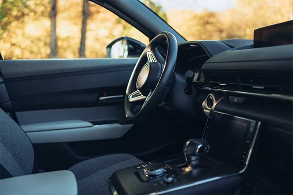 Black interior of vehicle